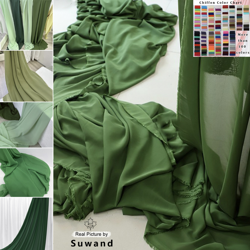 Wedding Backdrop Curtain - Georgette-tela de gasa verde oliva para