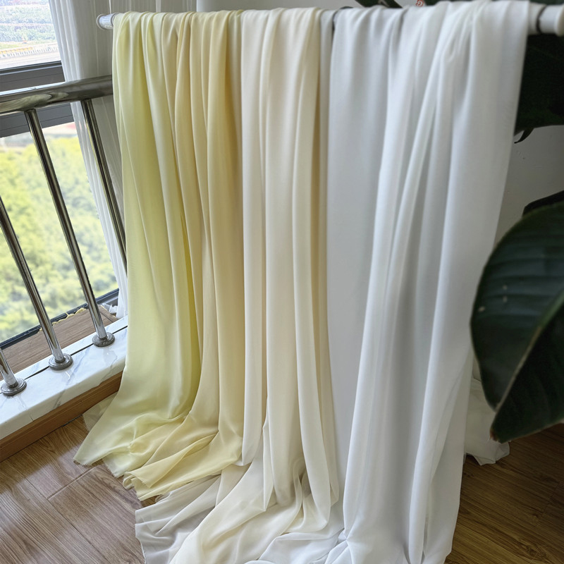 Wedding Backdrop Curtain - Georgette-tela de gasa blanca y amarilla