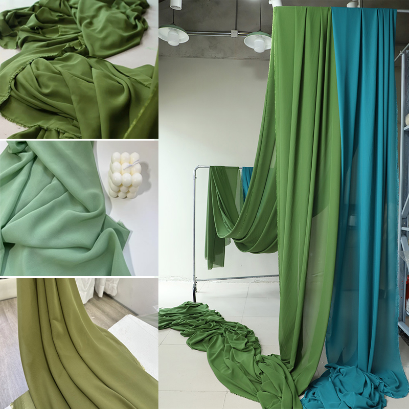 Wedding Backdrop Curtain - Georgette-tela de gasa verde aguacate oliva