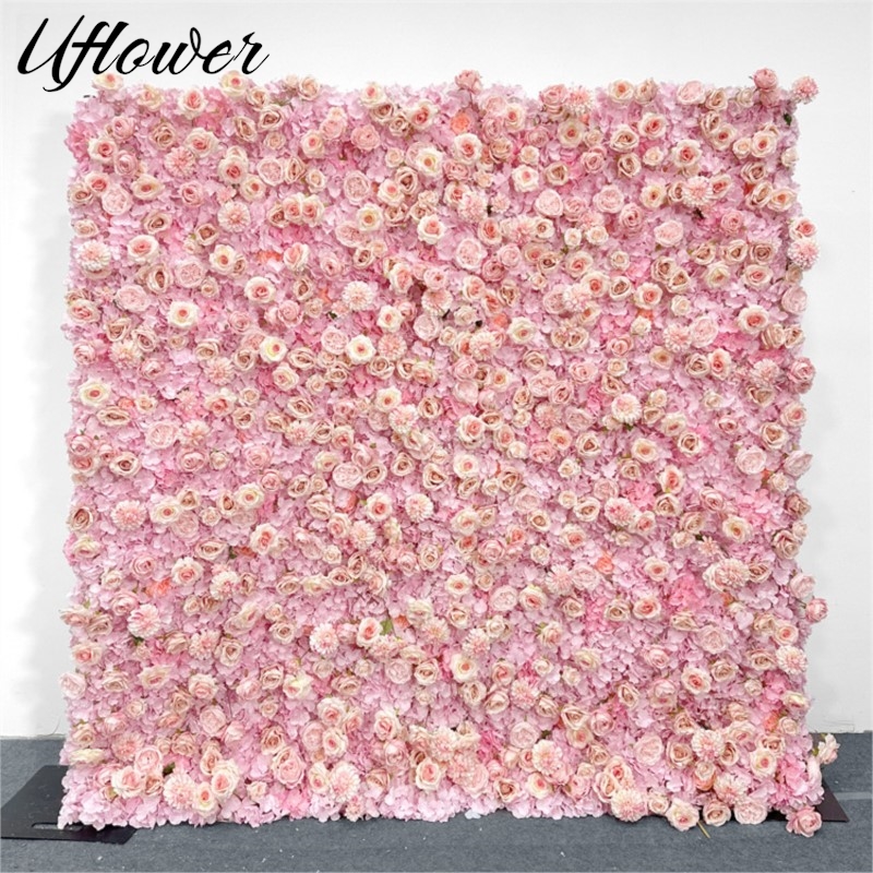 Wedding Backdrop Curtain - Uflower rosa hortensia tela flor pared