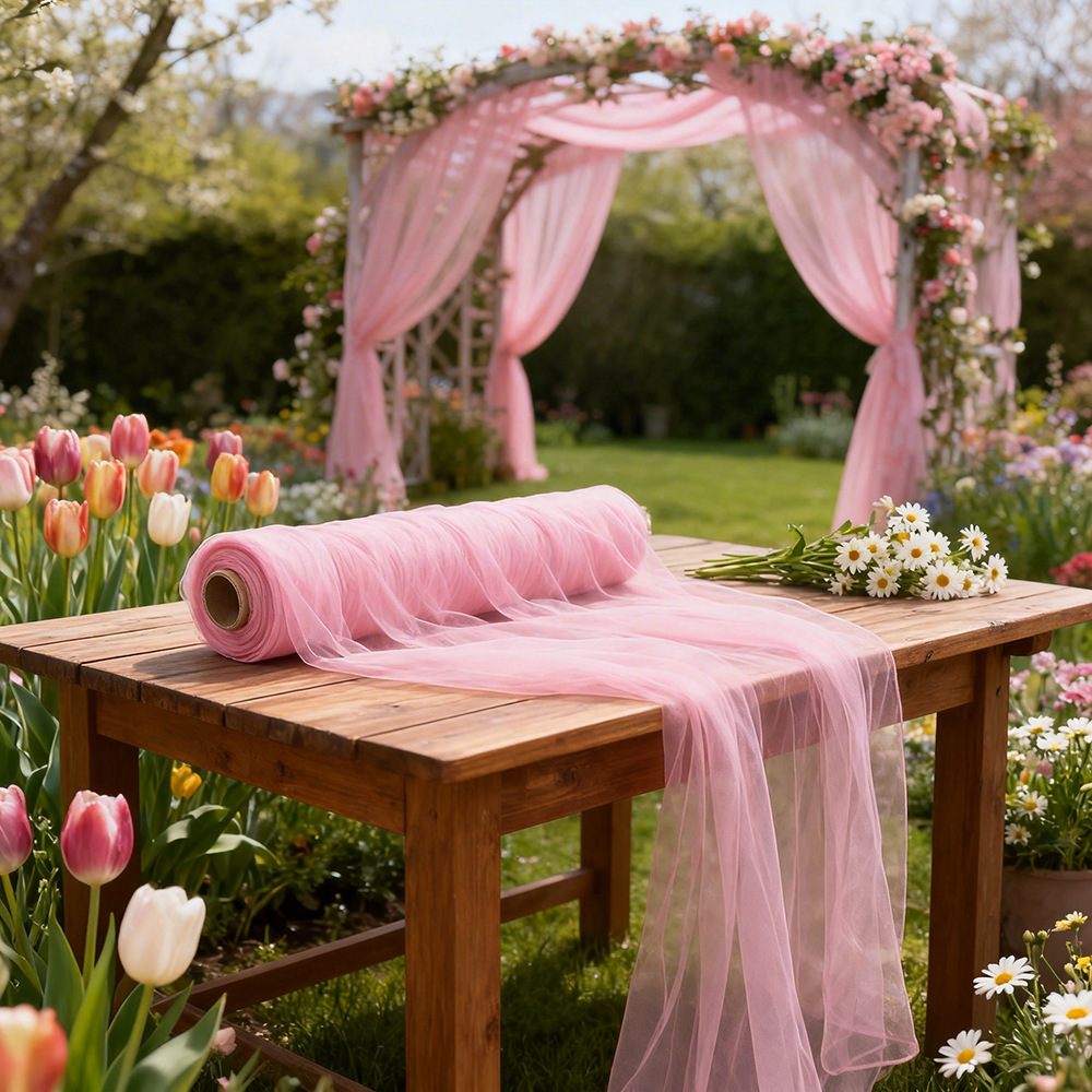 Wedding Backdrop Curtain - Cortina de Tul Semitransparente Extra Larga,