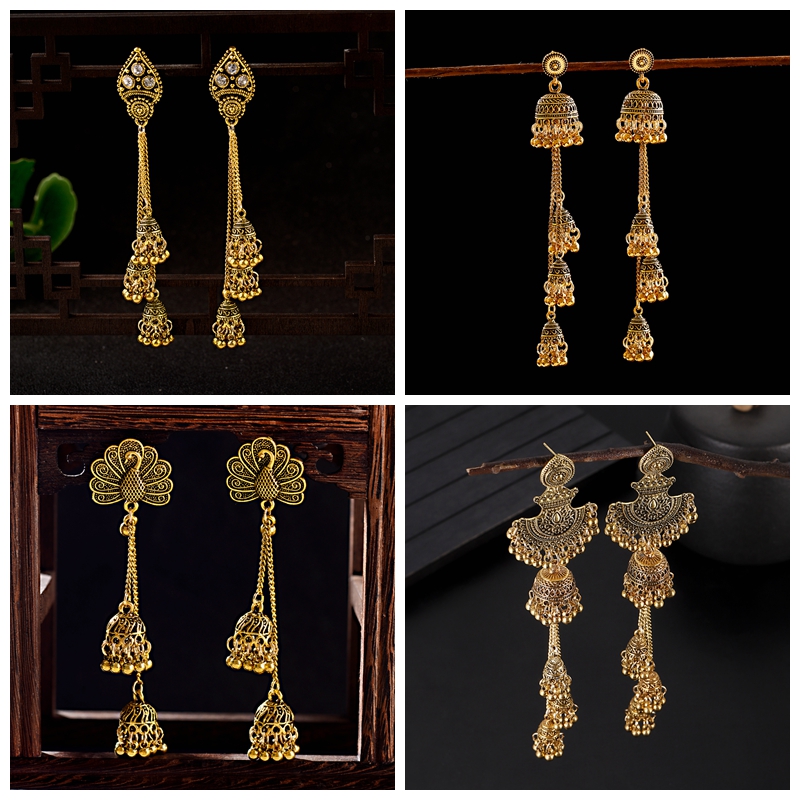Nuevos Pendientes Jhumka con B - Indian Wedding Supply reseña y precio