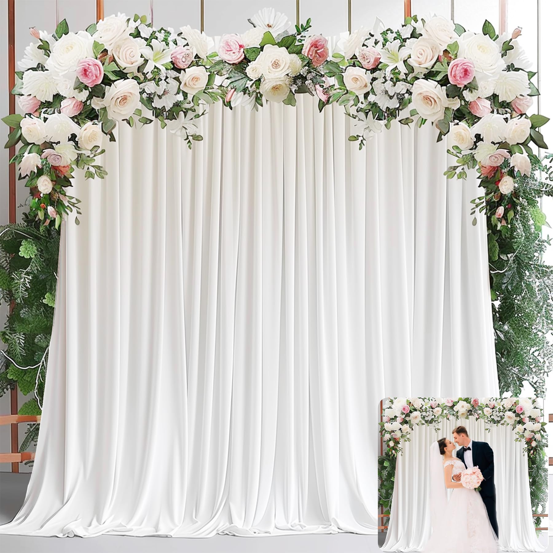 Cortinas de fondo blancas para - Wedding Backdrop Curtain reseña y precio